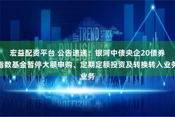 宏益配资平台 公告速递：银河中债央企20债券指数基金暂停大额申购、定期定额投资及转换转入业务